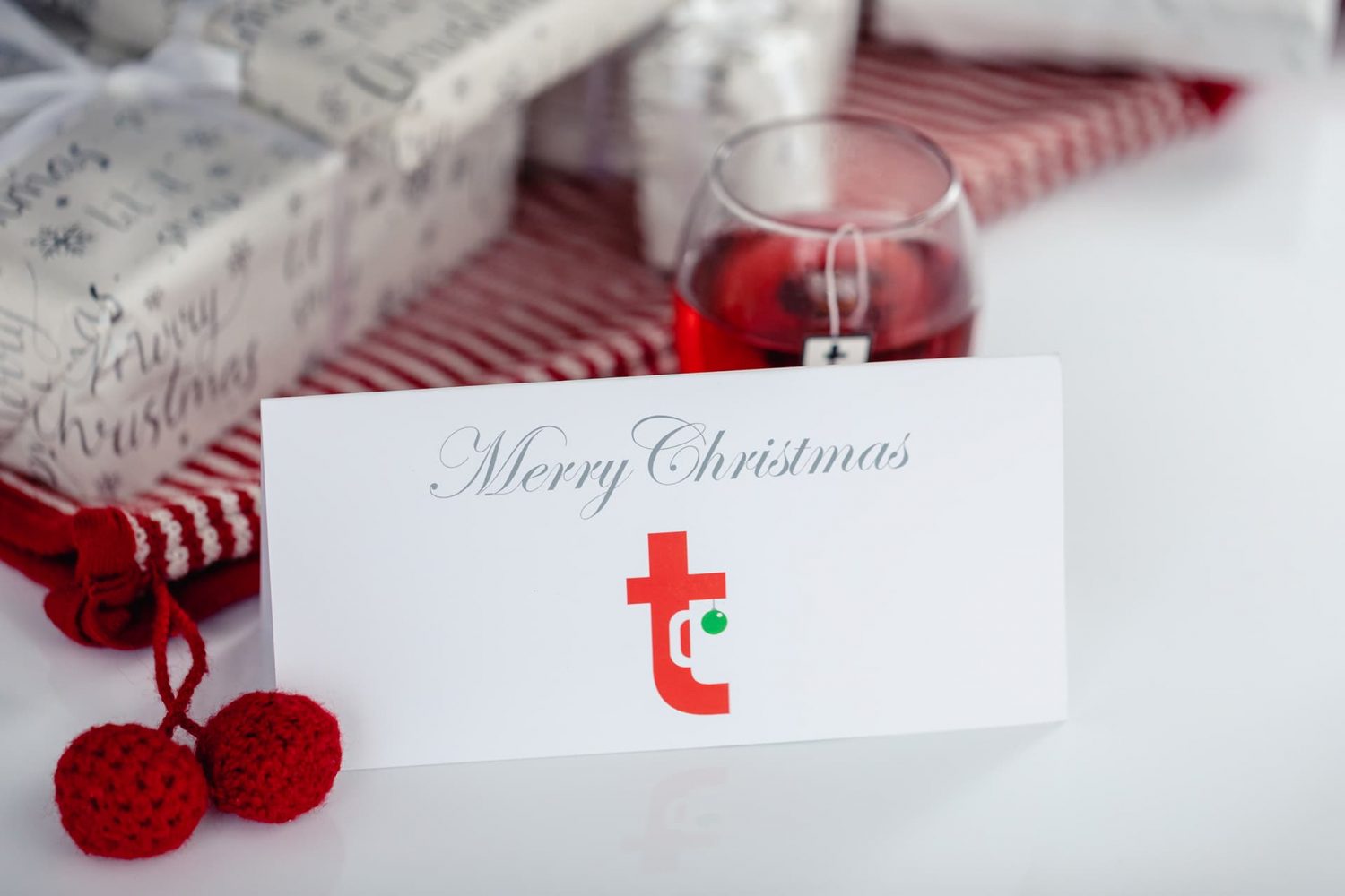 Christmas Card With A Cup Of Tea