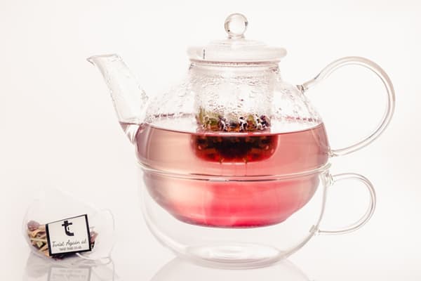 Loose leaf tea brewing in tea pot