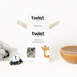 Image of Brewdolph Tea Carton and teacup