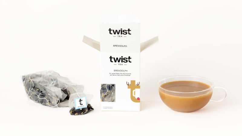 Image of Brewdolph Tea Carton and teacup