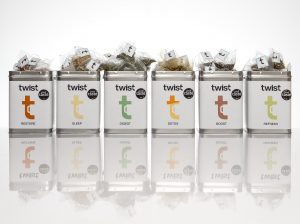 An image of the top-quality Twist Teas Detox range caddies, arranged in a row on a white background.