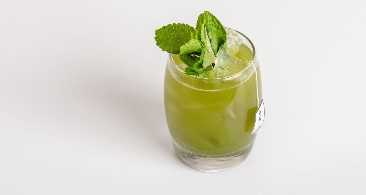 A freshly made top quality Twist Teas Iced Mint Tea Mocktail.